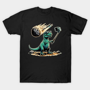 Dinosaur T-Rex Selfie Photo Asteroid Novelty Funny Dinosaur T-Shirt